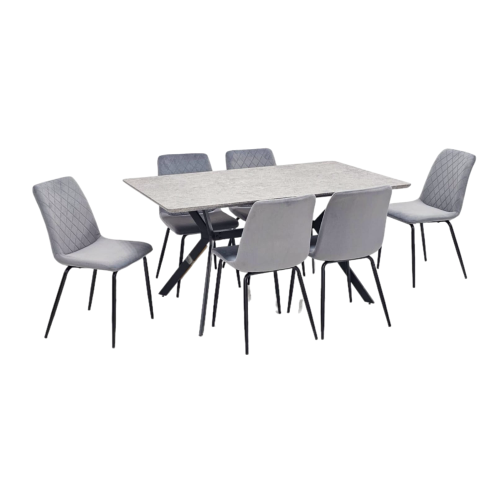 طاولة طعام خشب وحديد 6 كرسي