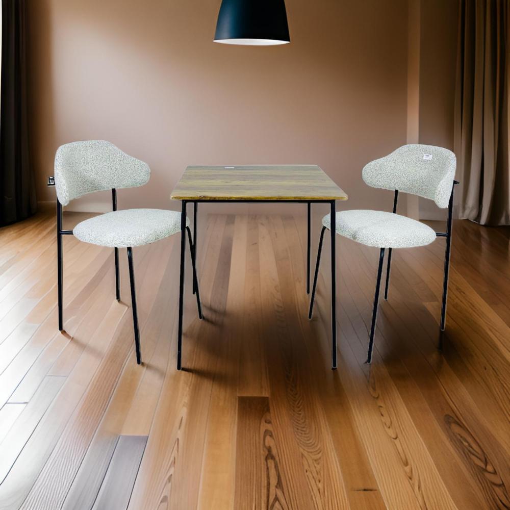 2 كرسي و طاولة لون رمادي فاتح