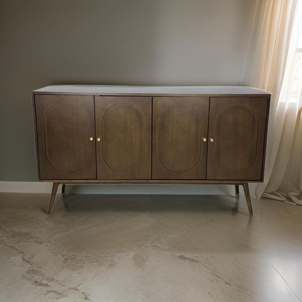 دولاب بوفيه ماليزي 4 باب لون بني ومقابض ذهبي