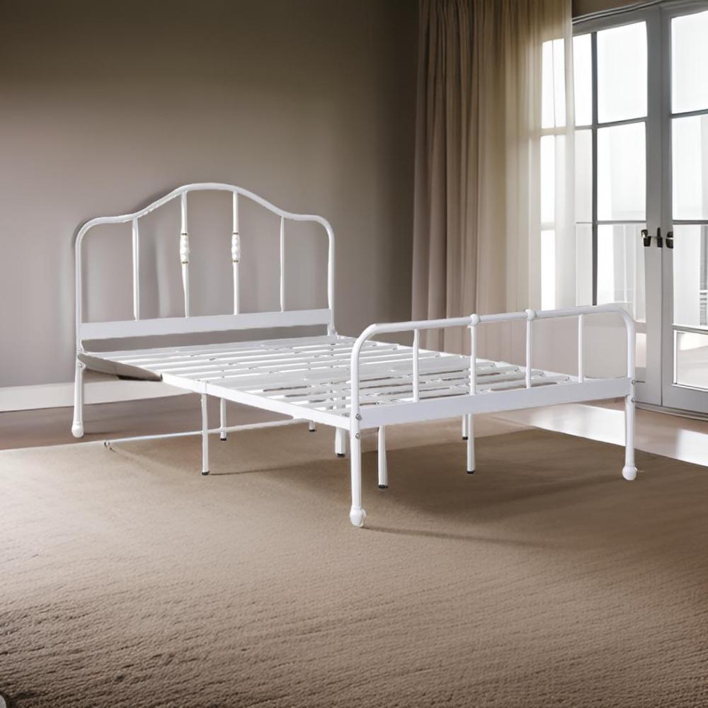 سرير حديد نفر ونص لون أبيض مقاس 140*200