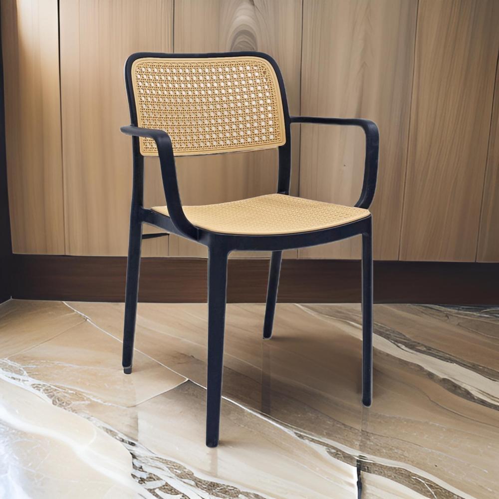 كرسي راتان بلاستيك فايبر عالي الجودة بيج و أسود