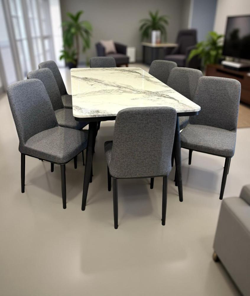 طاولة طعام رخام 8 كرسي جلد