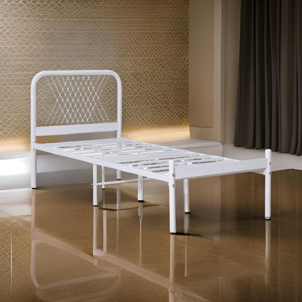 سرير حديد نفر لون أبيض مقاس 90*190