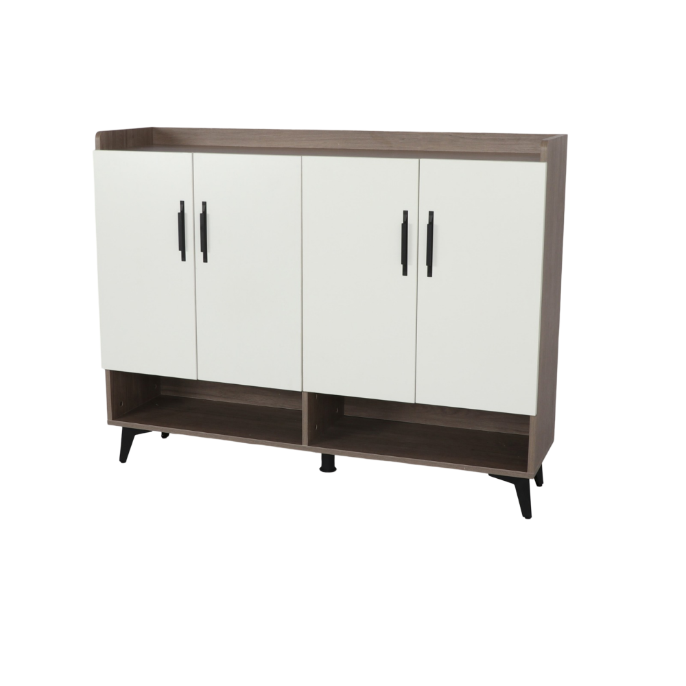 دولاب أحذية 4 باب مقاس 120 سم لون أبيض و بني