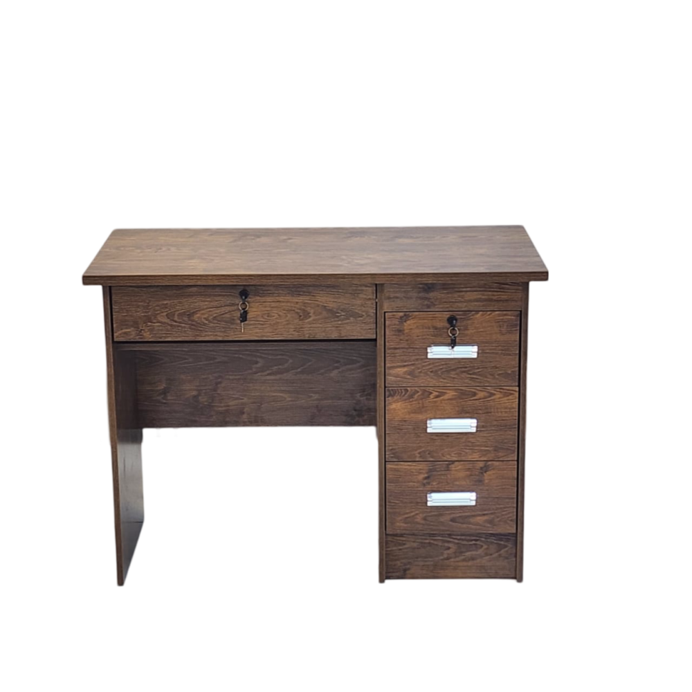 مكتب خشبي مع وحدة تخزين ثابتة مقاس 100 سم