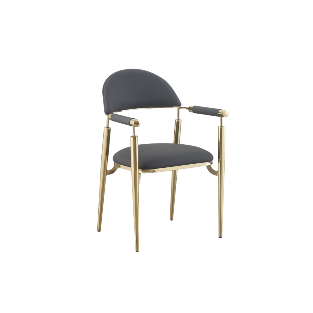 كرسي فخم ستيل ذهبي لون رمادي غامق