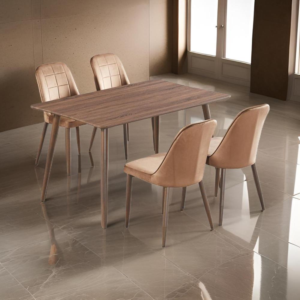 طاولة طعام خشب 4 كرسي لون بني