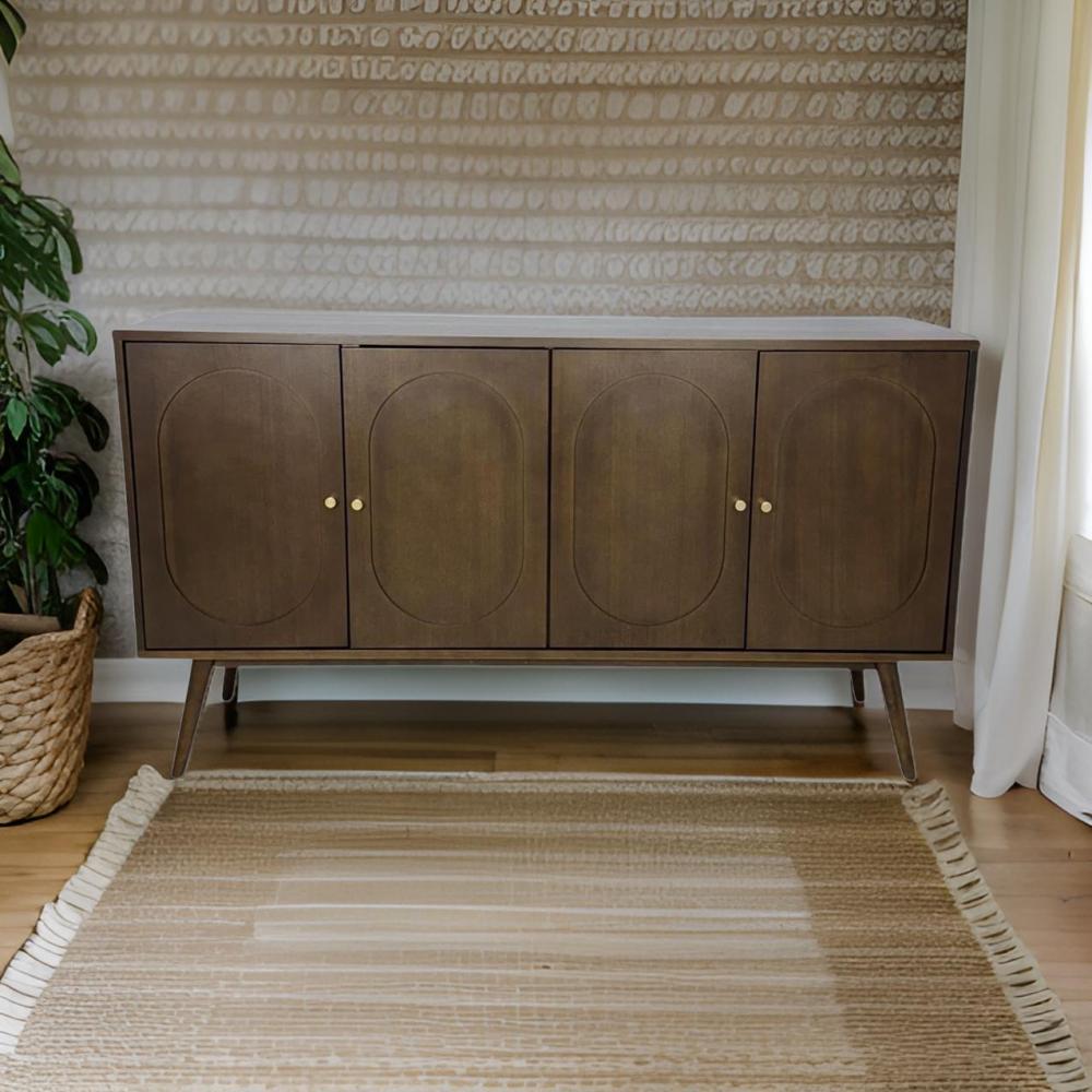 دولاب بوفيه ماليزي 4 باب لون بني ومقابض ذهبي