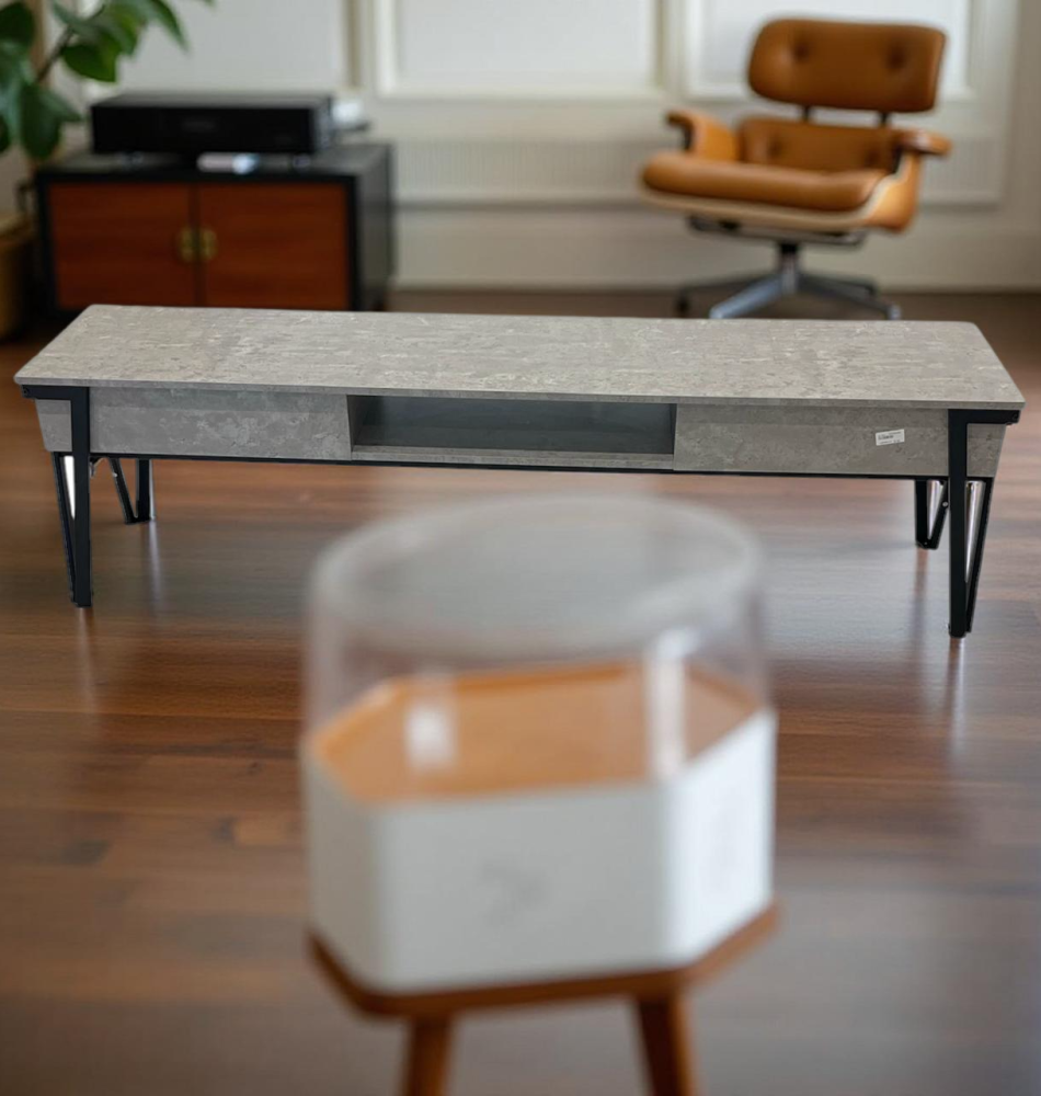 طاولة تلفاز خشب مقاس 180 سم - لون رمادي