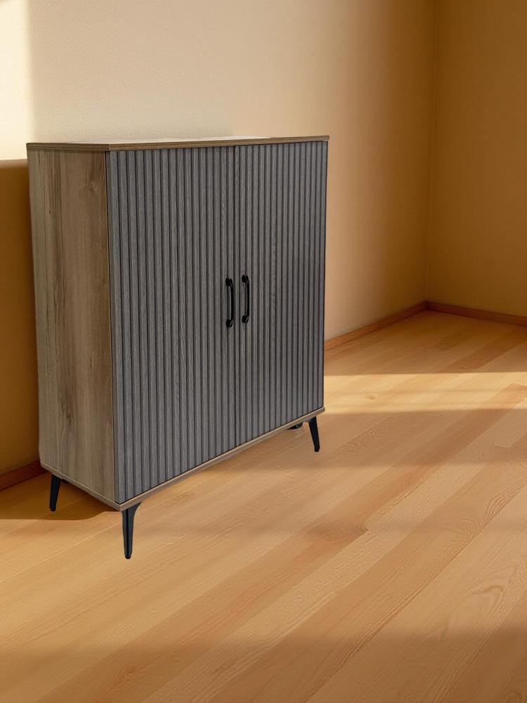 دولاب أحذية 2 باب لون رمادي و بني فاتح