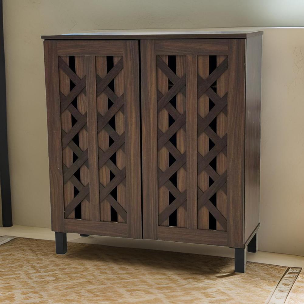 دولاب أحذية خشب 2 باب لون كافي