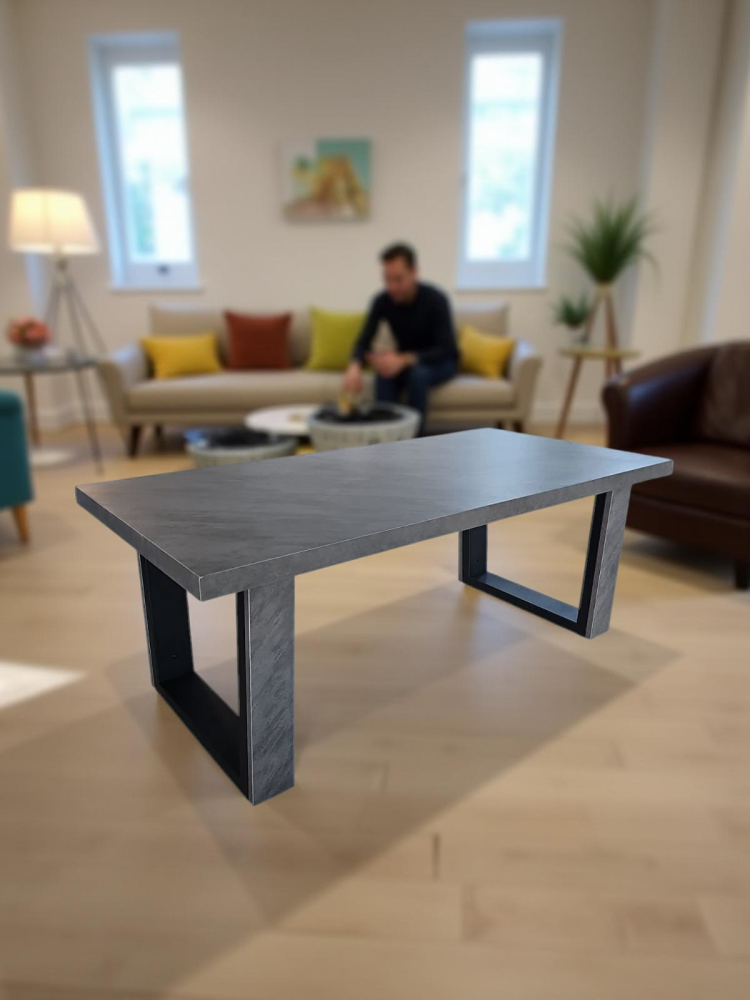 طاولة كنب خشب لون رمادي