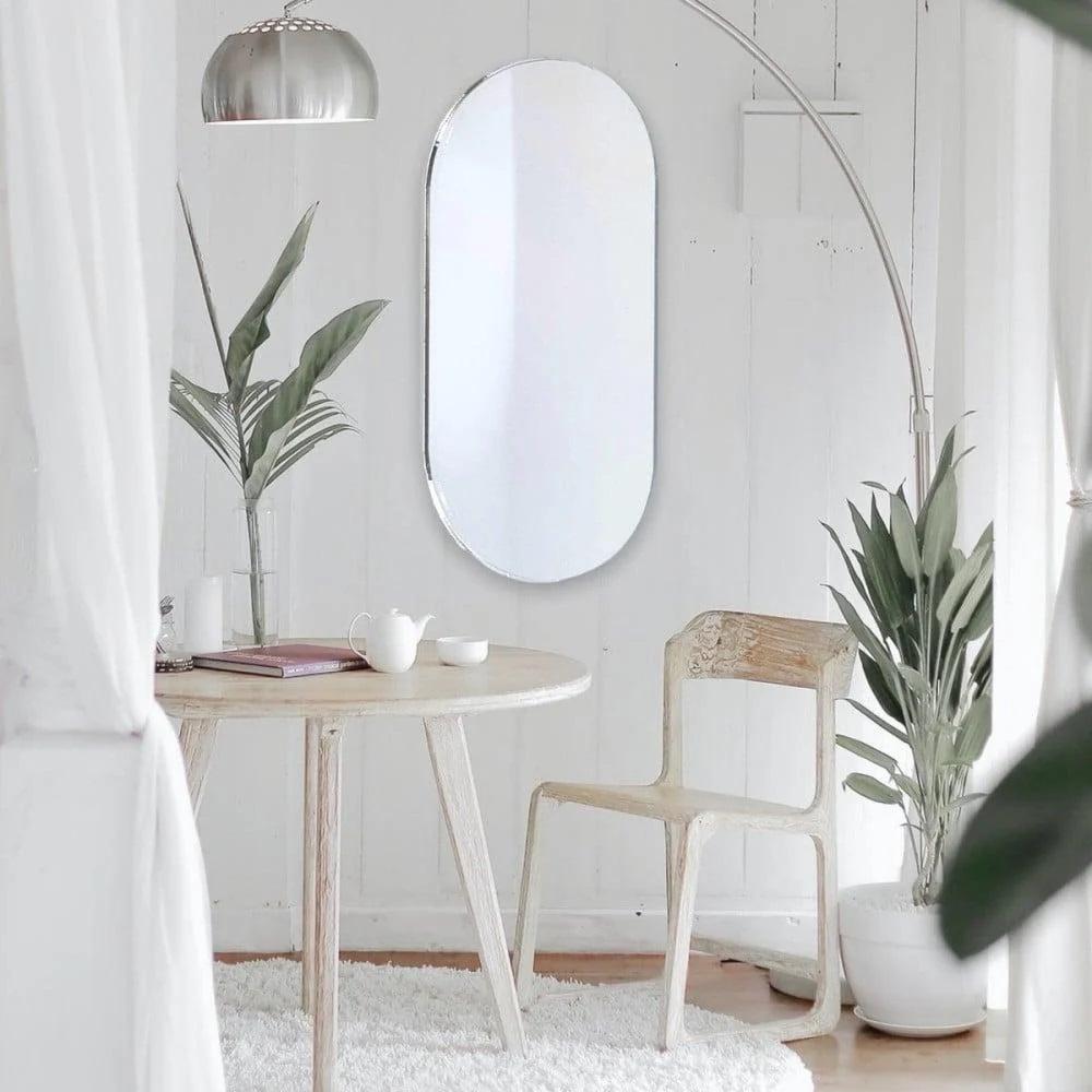 مرايا جدارية بيضاوي لون فضي 120*60