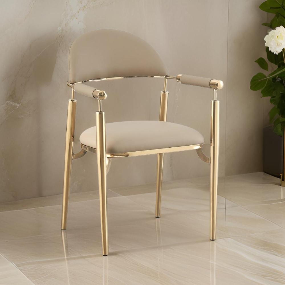 كرسي فخم ستيل ذهبي لون بيج