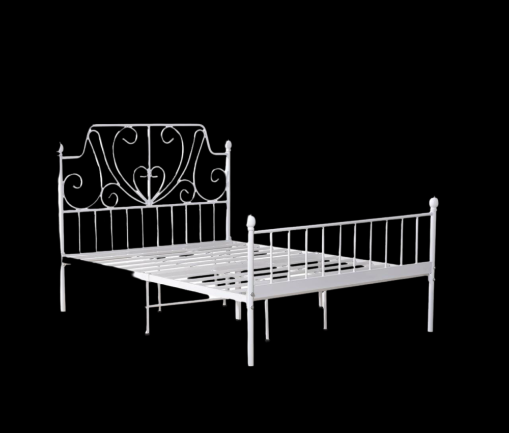 سرير حديد نفر ونص لون أبيض مقاس 140*200