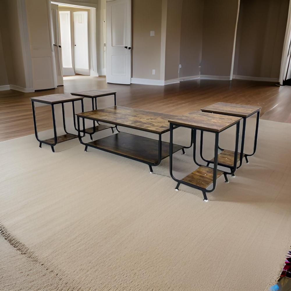 طاولات كنب 5 قطع لون بني