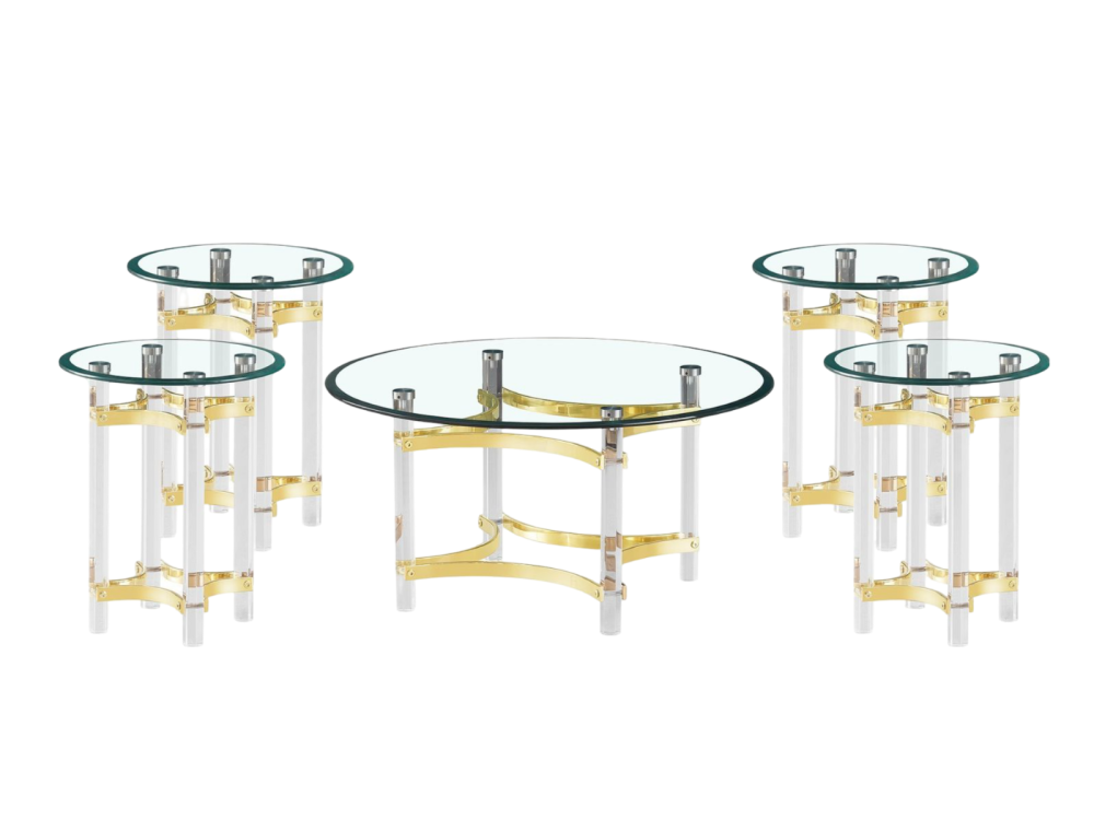 طقم خدمة ستيل أكريليك 5 قطع لون ذهبي