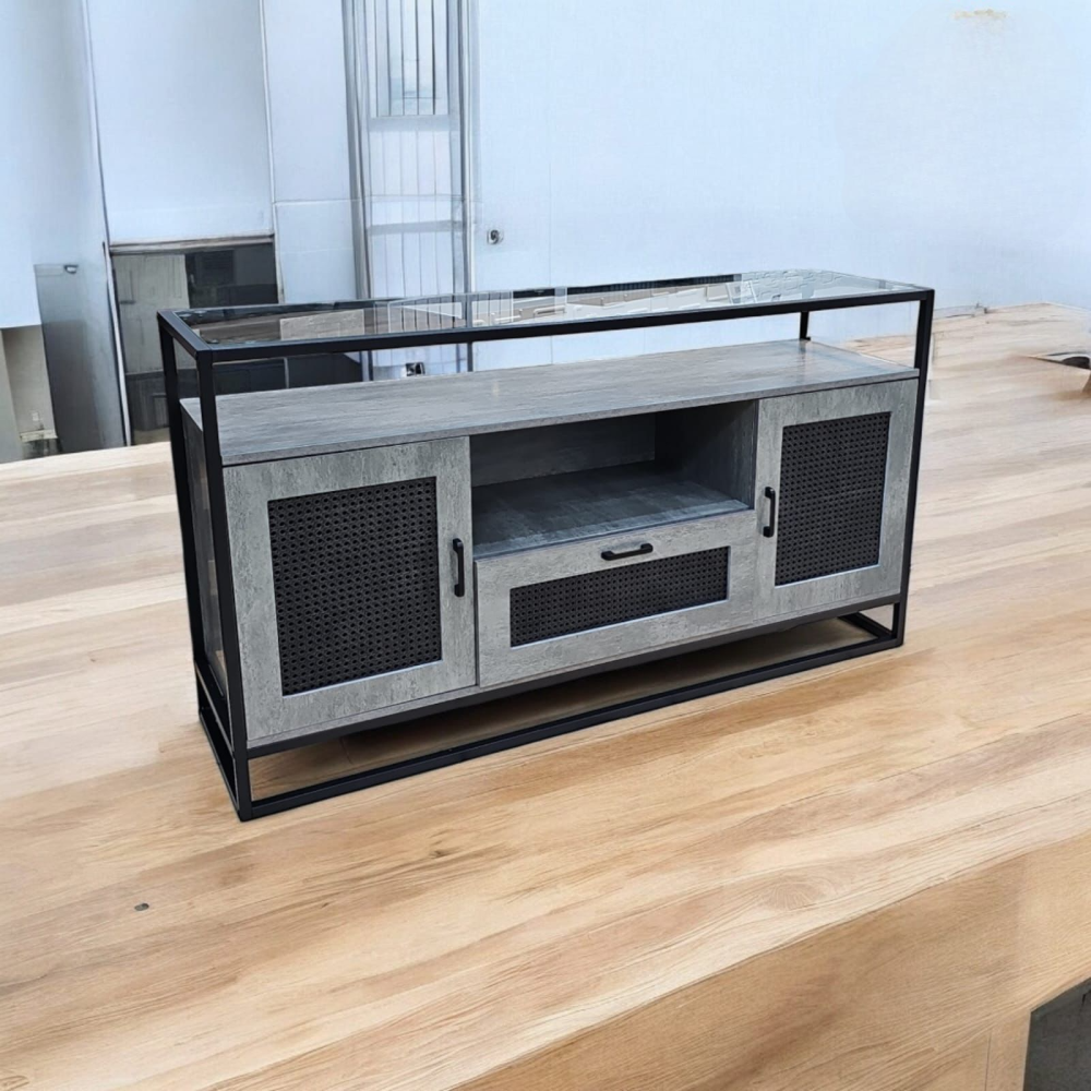 دولاب بوفيه مقاس 140 لون رمادي