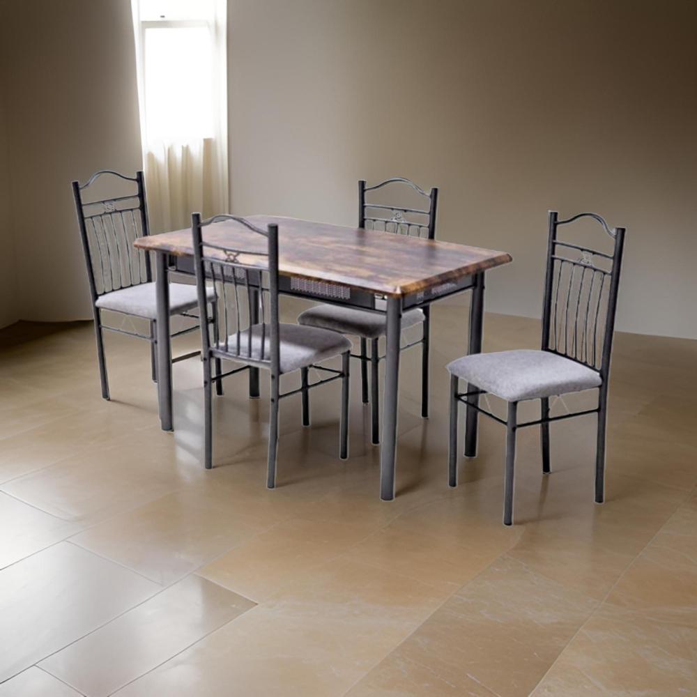 طاولة طعام خشب وحديد 4 كرسي