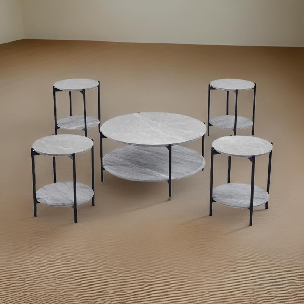 طقم خدمة سيراميك وخشب لون رمادي