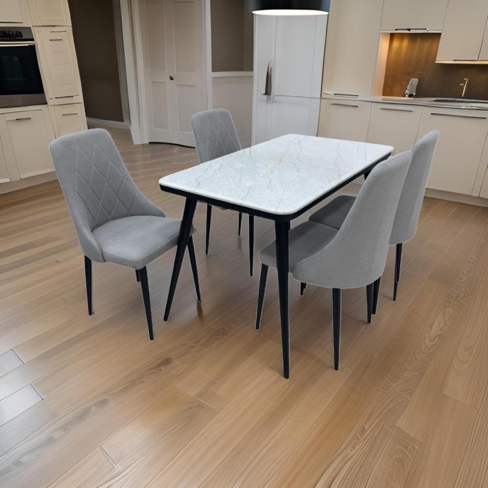 طاولة طعام رخام 4 كرسي لون رمادي