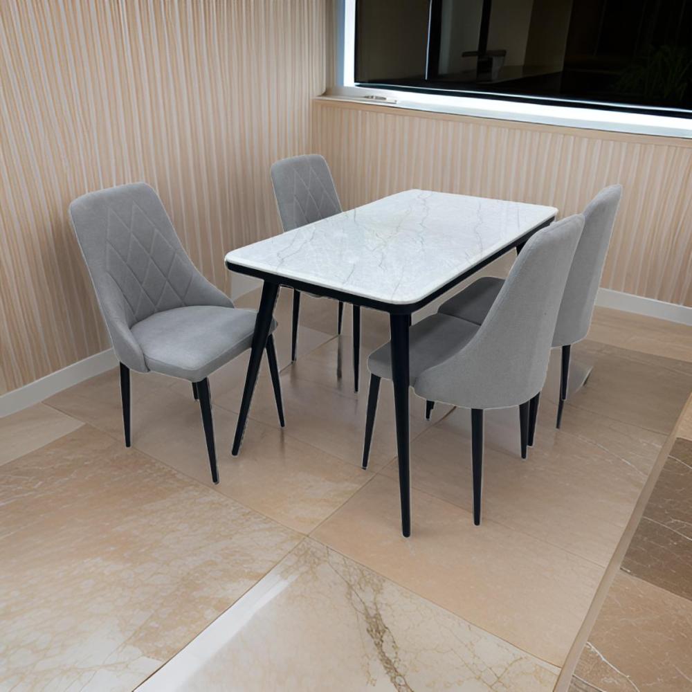 طاولة طعام رخام 4 كرسي لون رمادي