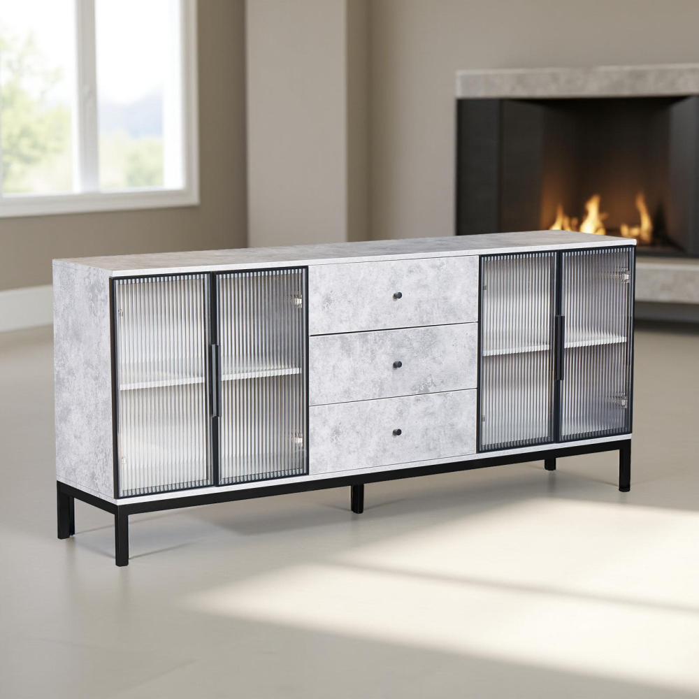 دولاب بوفيه مقاس 180 سم لون رمادي