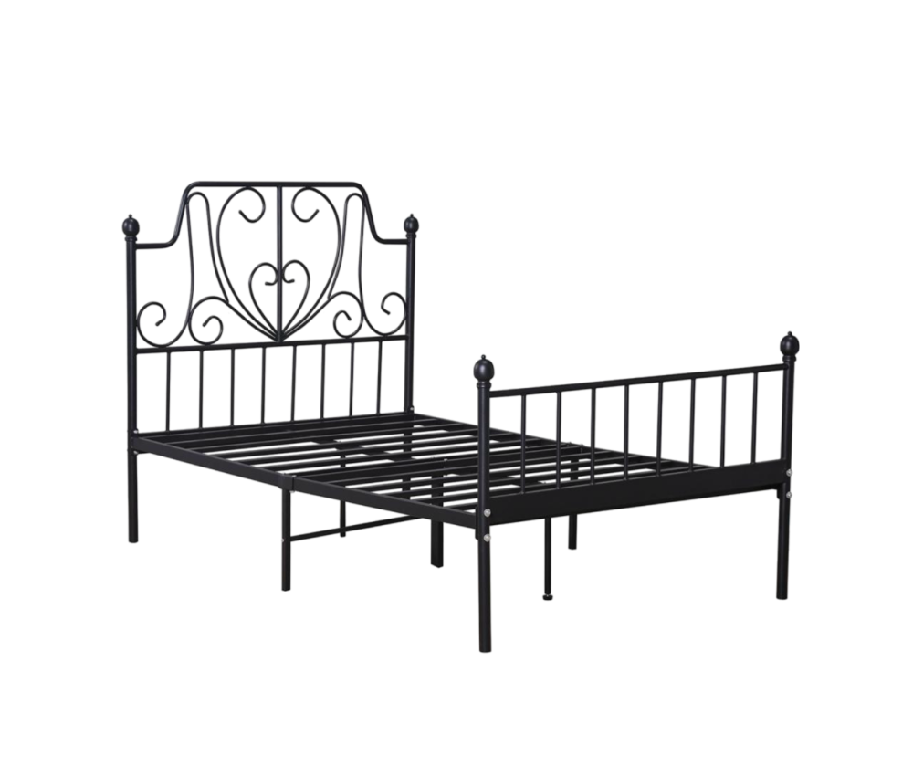 سرير حديد نفر ونص لون أسود مقاس 120*190