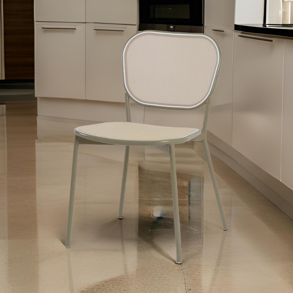 كرسي مفرد حديد وشبك لون بيج