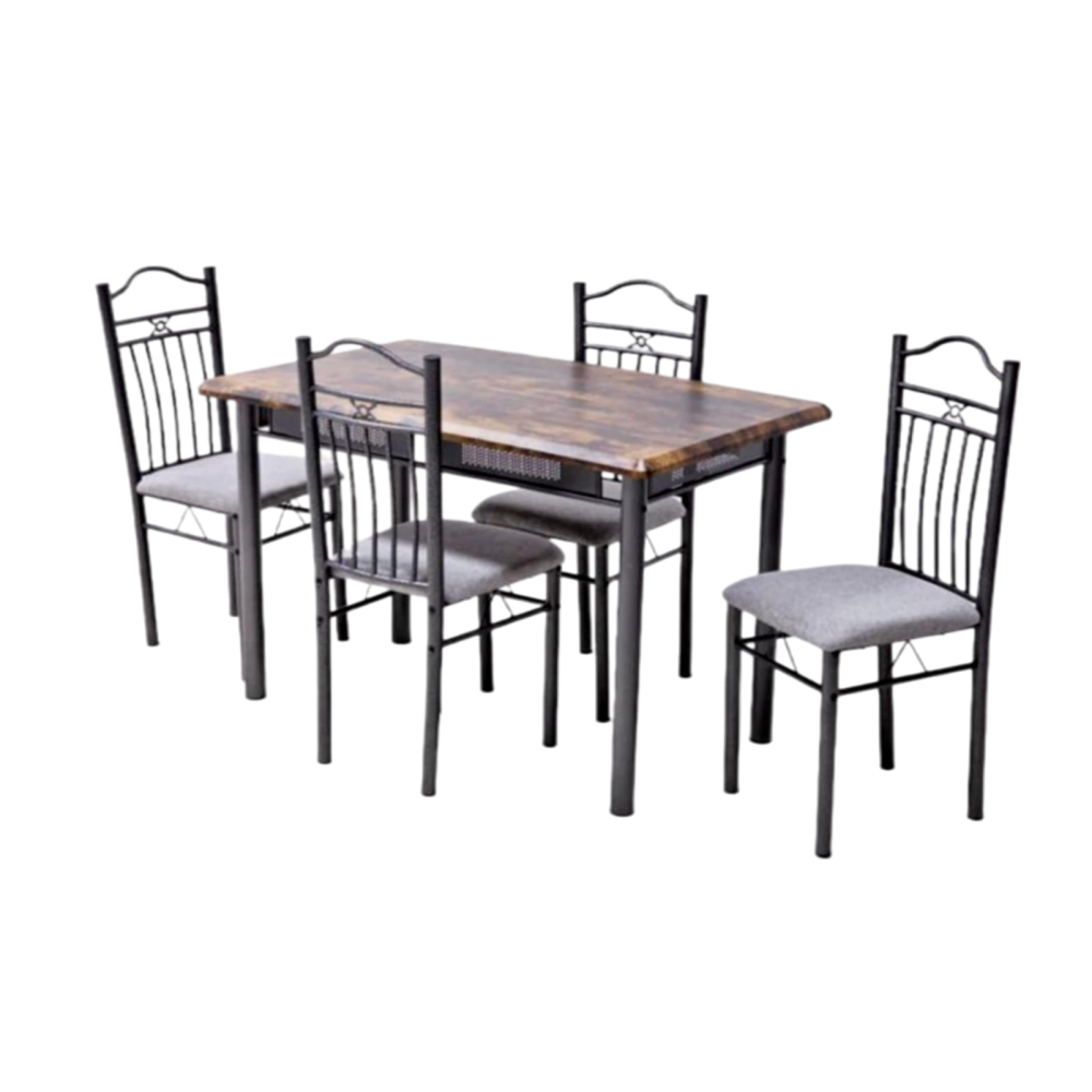 طاولة طعام خشب وحديد 4 كرسي