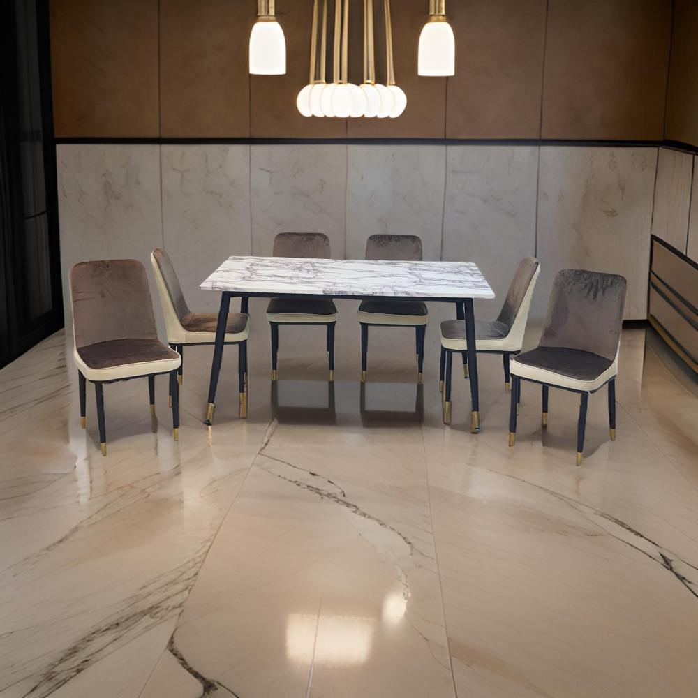 طاولة طعام  بديل رخام 6 كرسي