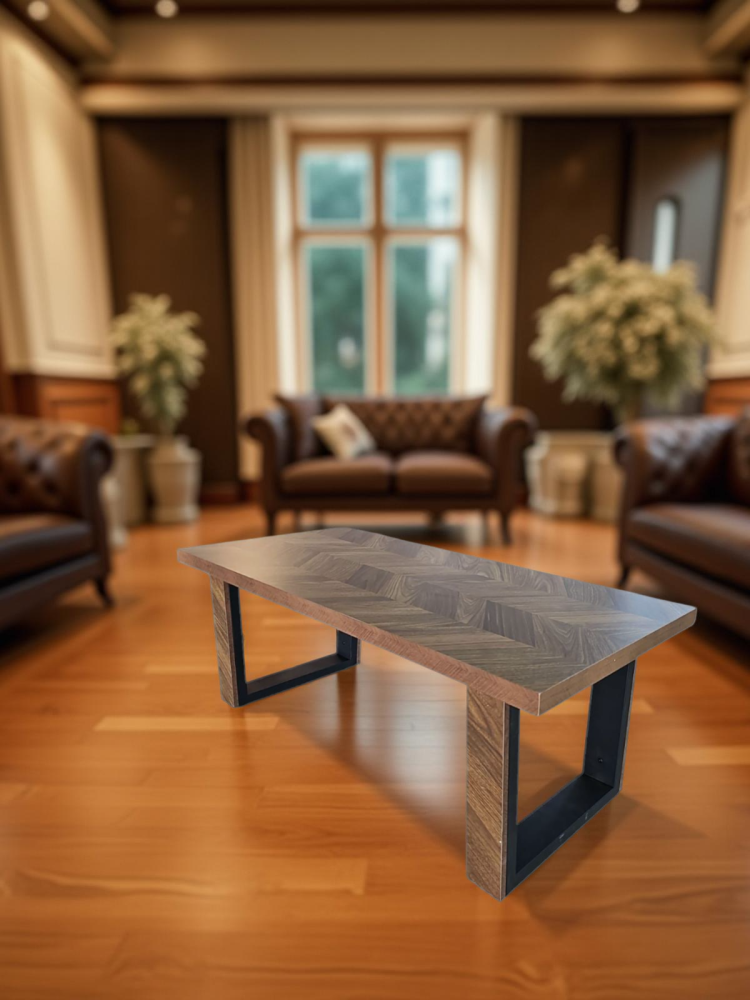 طاولة كنب خشب لون بني مخطط