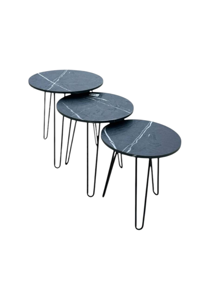 طقم طاولات خدمة ثلاثي متدرج لون رمادي