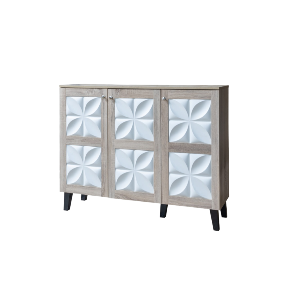 جزامة ماليزي مودرن 3 باب لون بيج و أبيض مقاس 120 سم