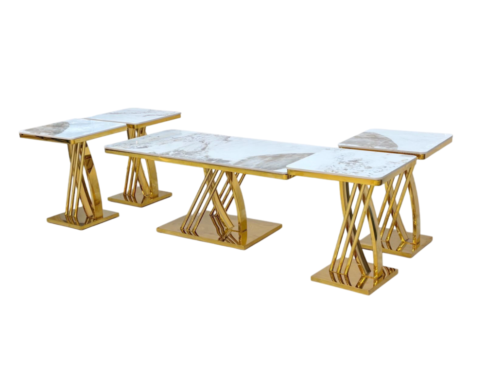 طقم خدمة ستيل رخام 5 قطع لون ذهبي