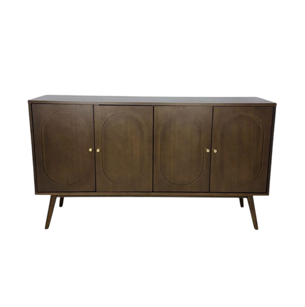 دولاب بوفيه ماليزي 4 باب لون بني ومقابض ذهبي