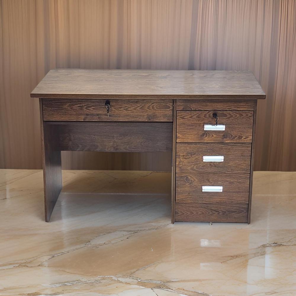 مكتب خشبي مع وحدة تخزين ثابتة مقاس 120 سم