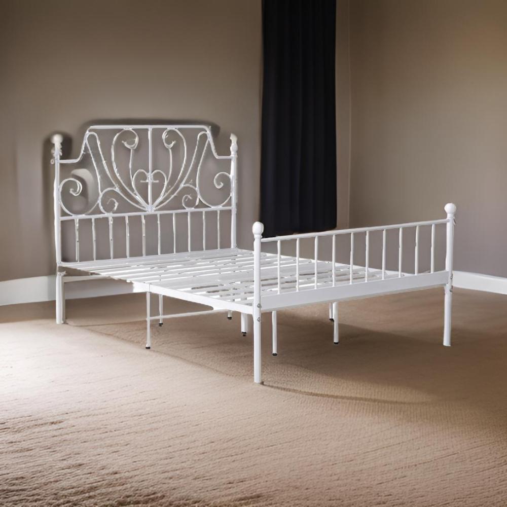 سرير حديد نفر ونص لون أبيض مقاس 140*200