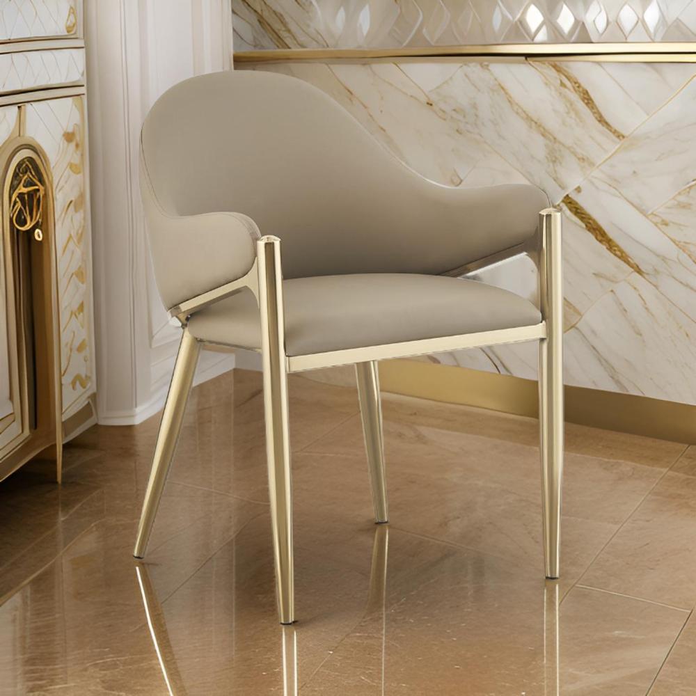 كرسي فخم ستيل ذهبي لون بيج