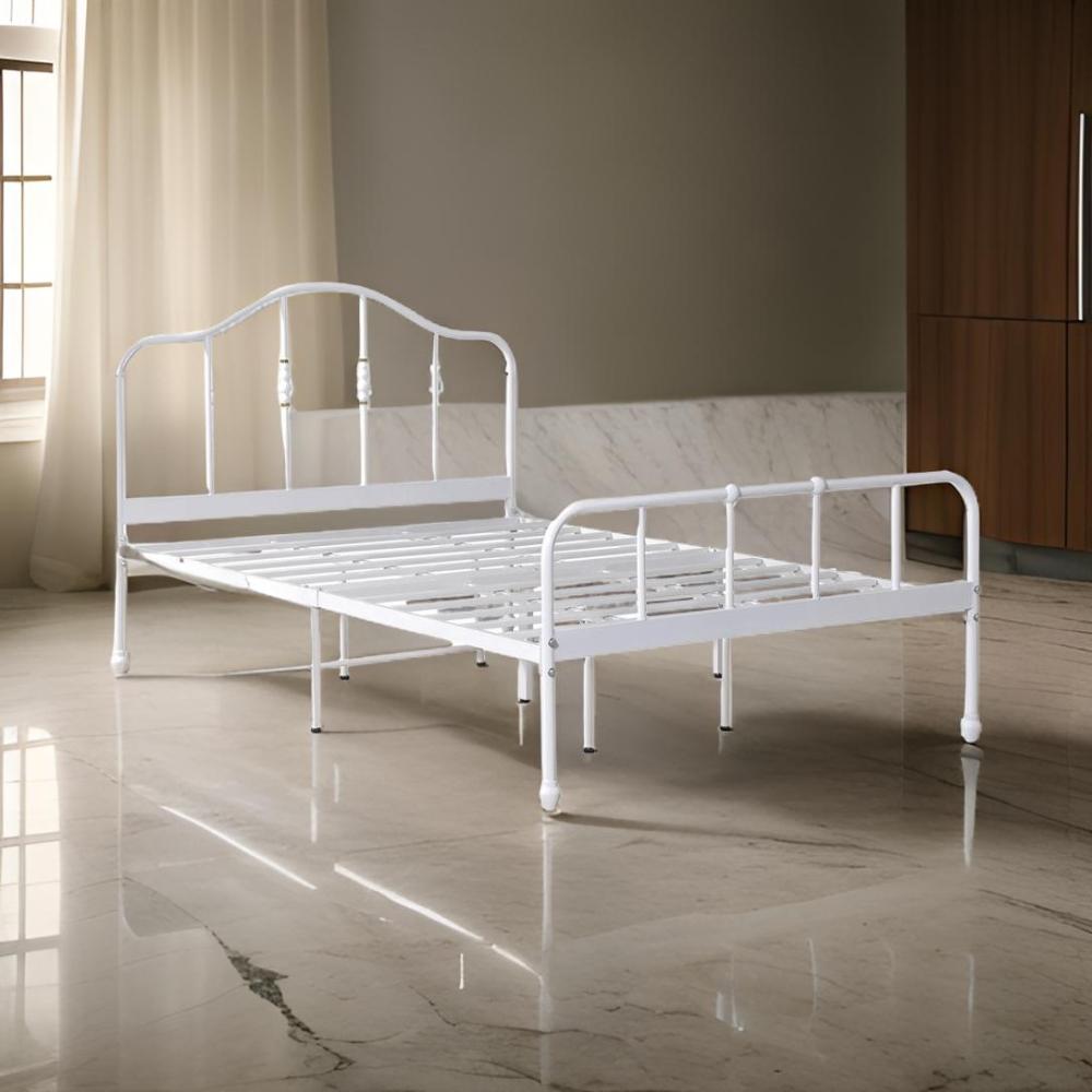 سرير حديد نفر ونص لون أبيض مقاس 140*200