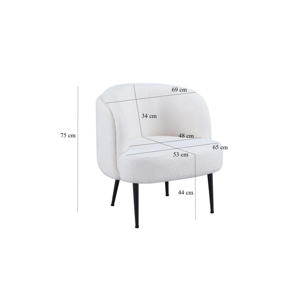 كرسي بوكليه مودرن بتصميم مريح لون أبيض