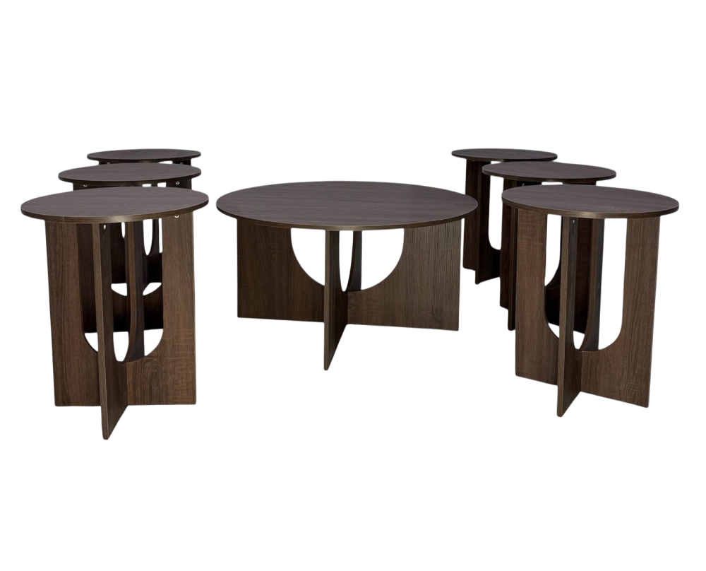 طقم طاولات خدمة راقي 7 قطع لون كوفي