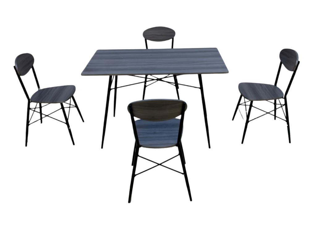 طاولة طعام خشب 4 كرسي لون رمادي