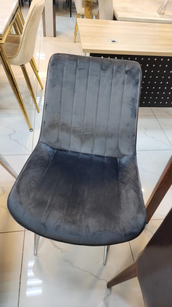 طاولة طعام ستيل رخام 8 كرسي رمادي غامق