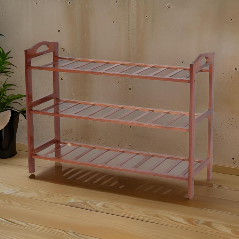 جزامة رفوف خشبية لون بني 3 رف