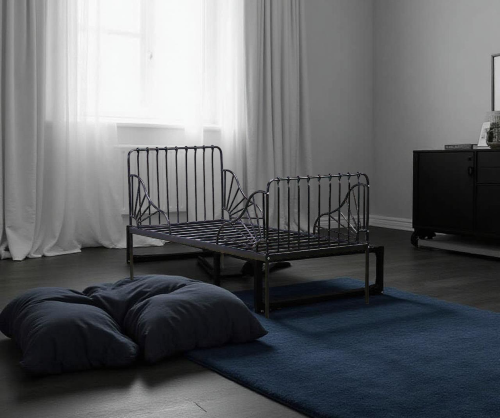 سرير حديد للأطفال عالي الجودة - لون أسود - مقاس 80*170