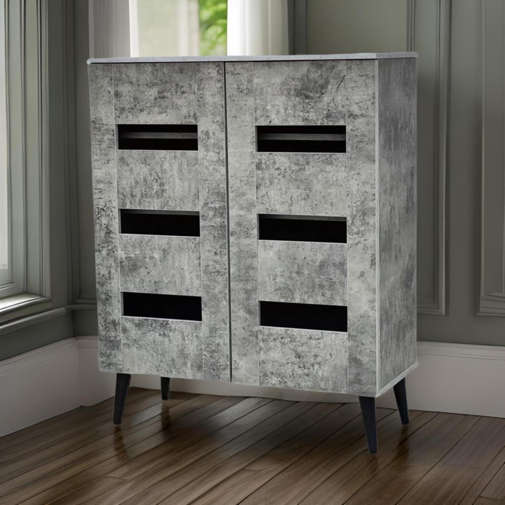 دولاب أحذية خشب 2 باب لون رمادي