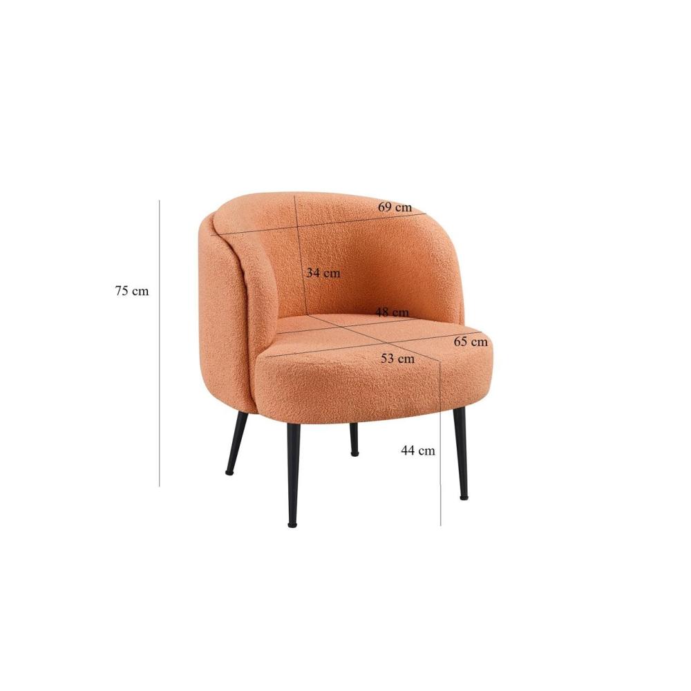 كرسي بوكليه مودرن بتصميم مريح لون برتقالي