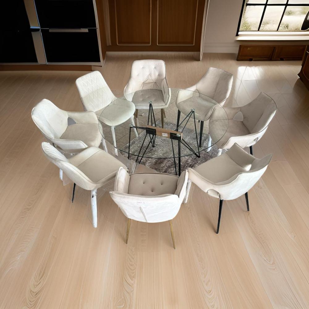 طاولة طعام مفرد زجاج بتصميم دائري