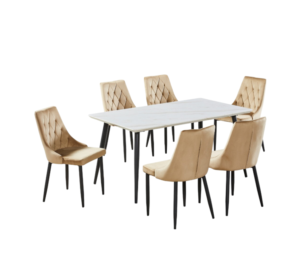 طاولة طعام  بديل رخام 6 كرسي